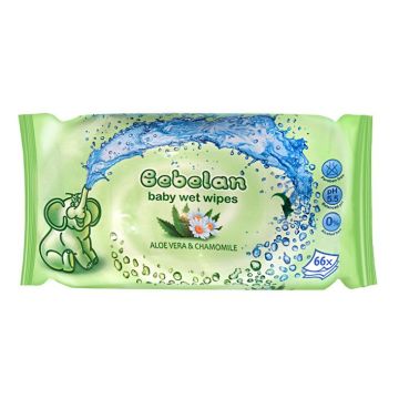 Bebelan Бебешки мокри кърпи с алое и лайка х66 бр