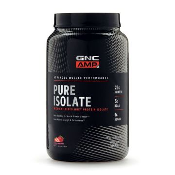 АМП Пуър Суроватъчен протеин изолат с вкус на ягода х882 грама GNC