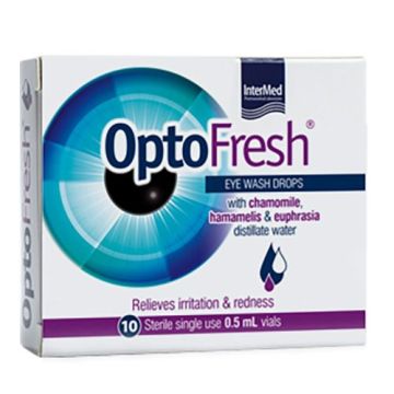 Optofresh Капки за промивка на очи 0,5 ml х10 стерилни еднодозови флакона Intermed