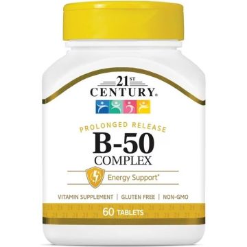 Витамин B50 Комплекс х60 таблетки с удължено освобождаване 21st Century