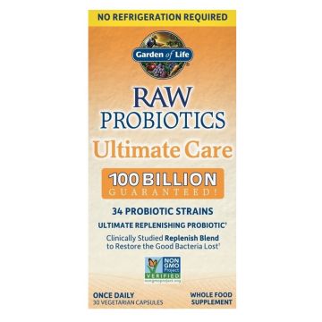Raw Probiotics Ultimate Care Пробиотик за възстановяване на микробиом х30 капсули Garden of Life