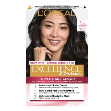 Loreal Paris Excellence Creme Боя за коса, 1 Natural Darkest Black