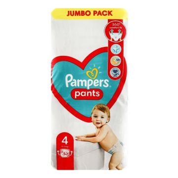 Pampers Pants 4 Maxi  Пелени-гащи за бебета и деца от 9 до 15 килограма x52 броя