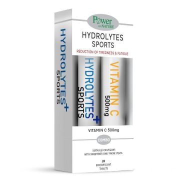 Hydrolytes Sports със стевия, с подарък Витамин С 500mg х40 ефервесцентни таблетки Power of Nature