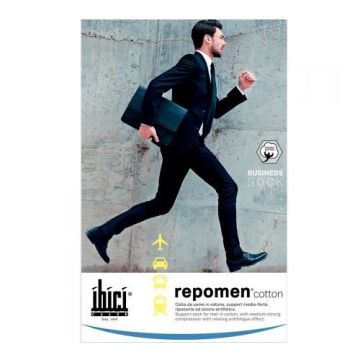 Ibici Repomen Business Sock Еластични мъжки чорапи за разширени вени с памук и със средно-силна компресия, цвят Nero, размер M х1 брой