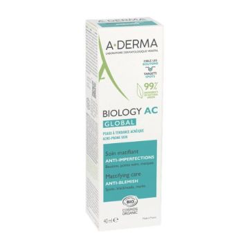 A-Derma Biology AC Global Матираща грижа за лице срещу несъвършенства x40 мл