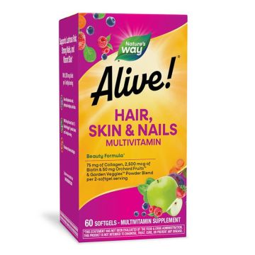 Alive Мултивитамини за коса, кожа и нокти 1040 мг x60 софтгел капсули Nature's Way