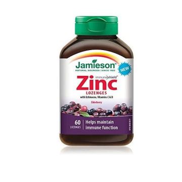 Цинк с ехинацея, витамин C и D с вкус на бъз х60 смучещи таблетки Jamieson