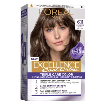 Loreal Paris Excellence Cool Creme Трайна крем боя за коса в студени нюанси, N6.11 Ultra Ash Dark Blonde
