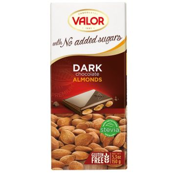 Valor Черен шоколад с бадем със стевия x150 грама