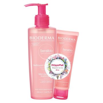 Bioderma Sensibio Промо комплект Измиващ гел за лице и очи за чувствителна кожа x200 мл и 45 мл