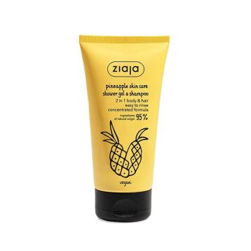 Ziaja Pineapple Skin Care Душ гел и шампоан за коса с ананас и кофеин x160 мл