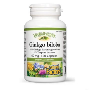 Гинко Билоба за добро кръвооросяване 60 мг х120 капсули Natural Factors
