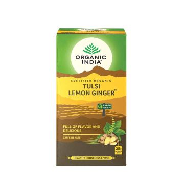 Tulsi Lemon Ginger Индийски био чай Лимон и джинджифил x18 филтърни торбички Organic India