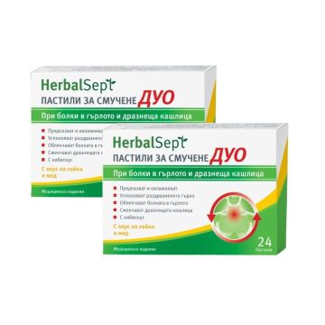 Dr. Theiss Промо комплект Herbalsept Пастили с лайка и мед 2х24 пастили за смучене