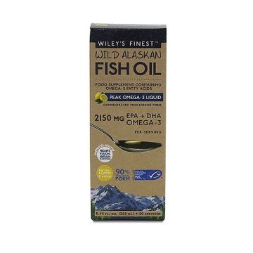 Wiley’s Finest Wild Alaskan Fish Oil Peak Omega-3 Liquid Рибено Масло Омега 3 Сироп с аромат на лимон х125 мл