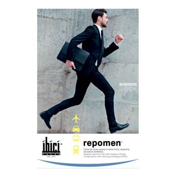 Ibici Repomen Business Sock Еластични мъжки чорапи за разширени вени с ликра и със средно-силна компресия, цвят Nero, размер XL х1 брой