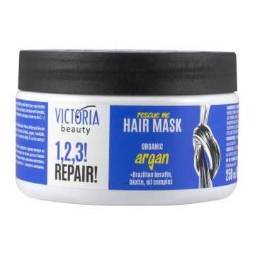 Victoria Beauty 1.2.3! REPAIR! Маска за увредена коса с арган, кератин и биотин x250 мл