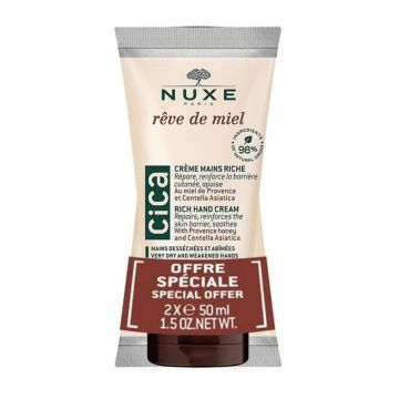 Nuxe Reve de Miel CICA Обогатен крем за много сухи и увредени ръце 2x50 мл