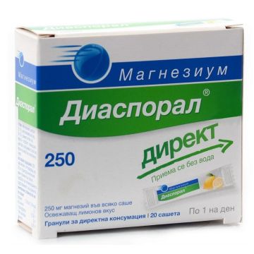 Магнезиев Диаспорал Директ при дефицит на магнезий 250 мг х20 сашета Protina