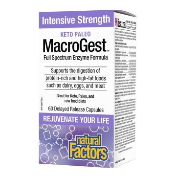 MacroGest Keto Paleo Широкоспектърна ензимна формула 206 мг х60 капсули Natural Factors