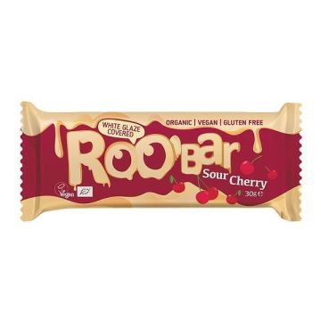 Roobar White Chocolate Sour Cherry Био бар с вишни, покрит с бял шоколад x30 грама