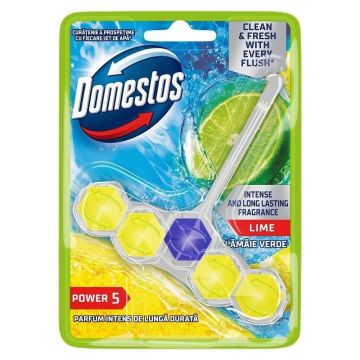 Domestos Power 5 Lime Тоалетно блокче с аромат на лайм x1 брой