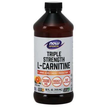 Triple Strength Л-Карнитин за пиене, с вкус на цитрус 3000 мг х473 мл Now Foods