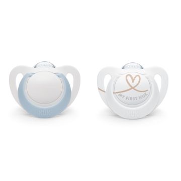 Nuk Star Залъгалка със силиконов биберон 0 - 2 месеца x2 броя - 175283, Boy