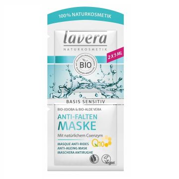 Lavera Basis Sensitiv Хидратираща и изглаждаща био маска за лице с Q10 2Х5 мл