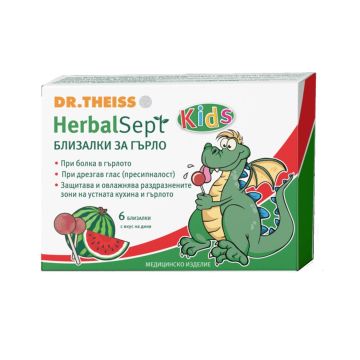 HerbalSept Kids Близалки за гърло, с вкус на диня х6 броя Dr. Theiss