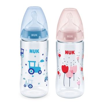 Nuk First Choice Temperature Control Шише за хранене със силиконов биберон M за деца от 0 до 6 месеца x300 мл