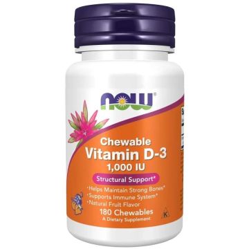 Витамин D-3 1000IU х180 плодови дражета Now Foods