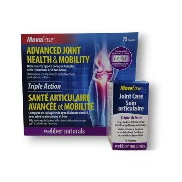 MoveEase Triple Action Joint Care Тройна грижа за ставите с колаген, бор и хиалуронова киселина х75 каплети Webber Naturals