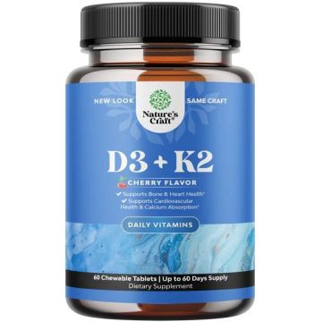 Витамини D3 + K2 х60 дъвчащи таблетки Nature's Craft