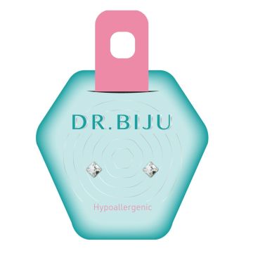 Dr.Biju Хипоалергенни обеци Square Crystal 4.0 мм, DSQ40C001