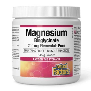 Магнезий бисглицинат 200 mg Pure, прах х145 грама Natural Factors
