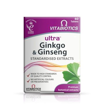 Ултра Гинко билоба и жен шен за добра памет х60 таблетки VitaBiotics
