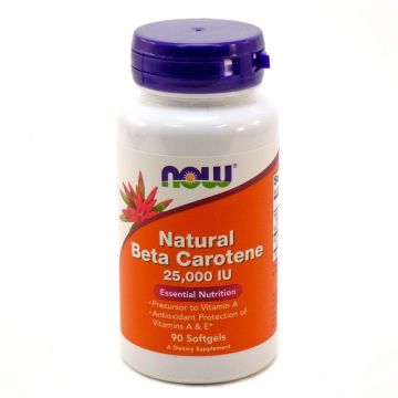 Бета каротин 25000IU х90 таблетки Now Foods