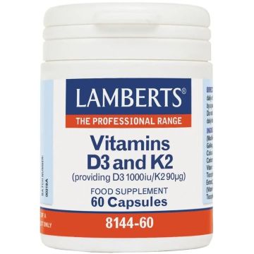 Витамин D3 1000IU и K2 90μg х90 капсули Lamberts