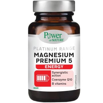 Магнезий Premium 5 Energy с Q10 и витамини от група B х60 капсули Power of Nature