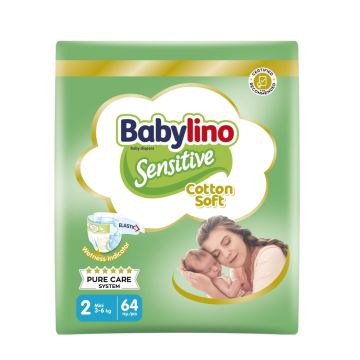 Babylino Sensitive 2 Mini Пелени за бебета от 3 до 6 килограма x64 броя