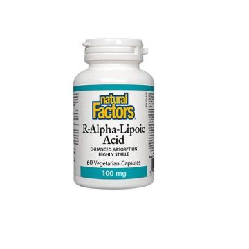 R-Alpha-Lipoic Acid При диабет и диабетна невропатия 100 мг х60 V-капсули Natural Factors