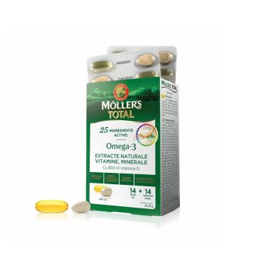 Moller's Total Омега 3 и мултивитамини х14 капсули + 14 филмирани таблетки