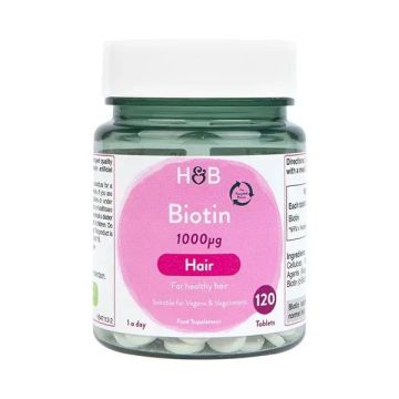 Биотин за здрава коса 1000мкг х120 таблетки Holland & Barrett