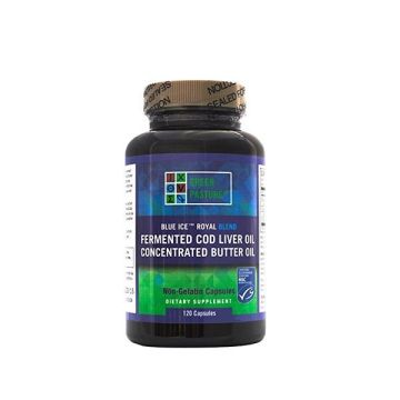 Blue Ice Royal Blend Рибено масло от черен ферментирал дроб на треска и краве масло х120 капсули Green Pasture