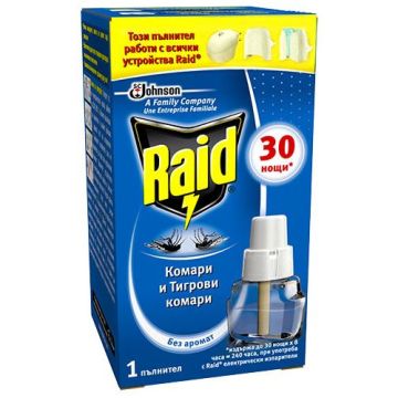 Raid Family Течен пълнител за електрически изпарител срещу комари, без аромат х21 мл