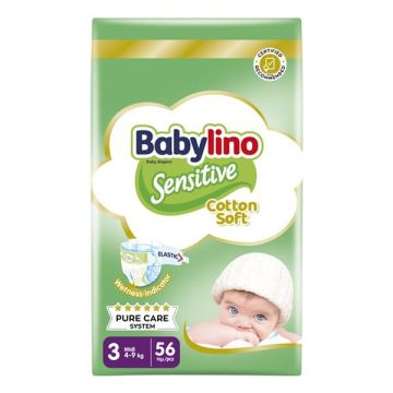 Babylino Sensitive 3 Midi Пелени за бебета от 4 до 9 кг x56 броя
