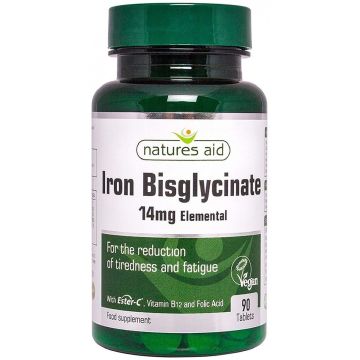 Iron Bisglycinate Желязо с витамин C, В12 и фолиева киселина х90 таблетки Natures Aid