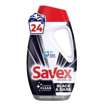 Savex Premium Black & Dark Течен перилен препарат за тъмни дрехи x960 мл, 24 пранета